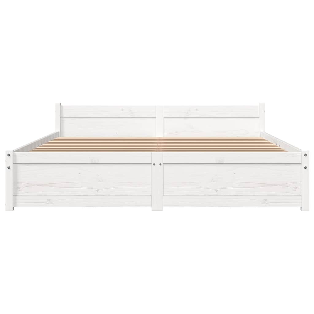 Bed Frame without Mattress White Solid Wood 140x200 cm
