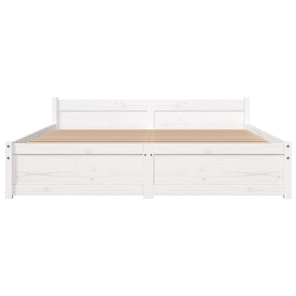 Bed Frame without Mattress White Solid Wood 150x200 cm King Size King Size