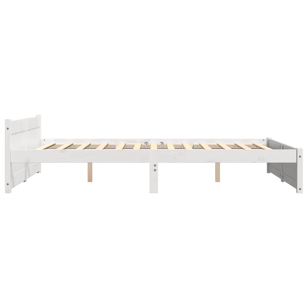 Bed Frame without Mattress White Solid Wood 150x200 cm King Size King Size