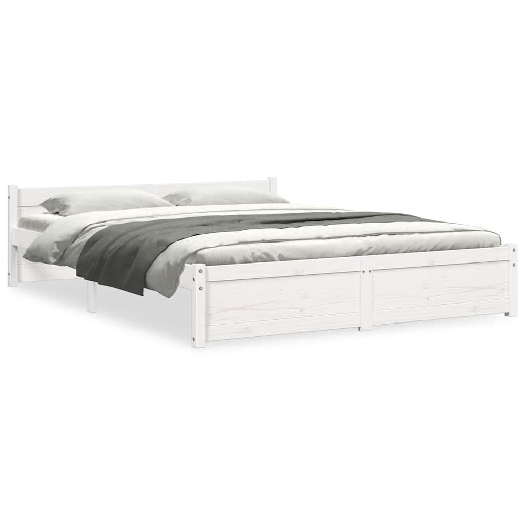 Bed Frame without Mattress White Solid Wood 160x200 cm