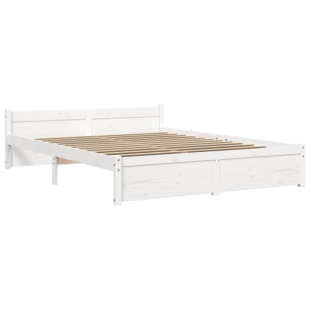 Bed Frame without Mattress White Solid Wood 160x200 cm