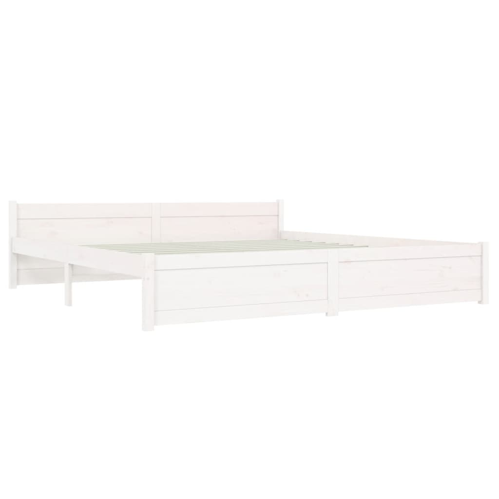 vidaXL Bed Frame without Mattress White Solid Wood 180x200 cm Super King