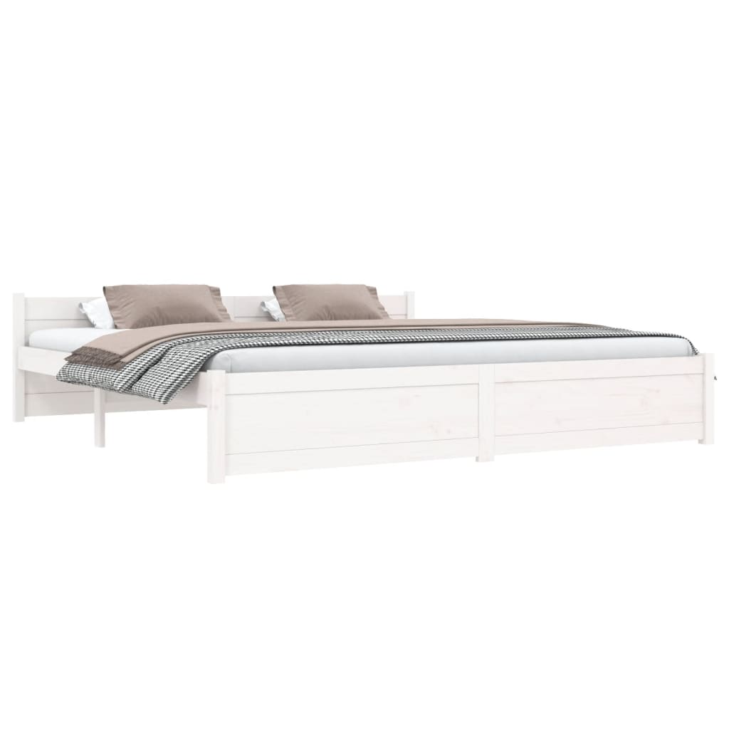 vidaXL Bed Frame without Mattress White Solid Wood 180x200 cm Super King