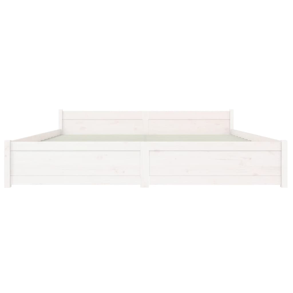 vidaXL Bed Frame without Mattress White Solid Wood 180x200 cm Super King