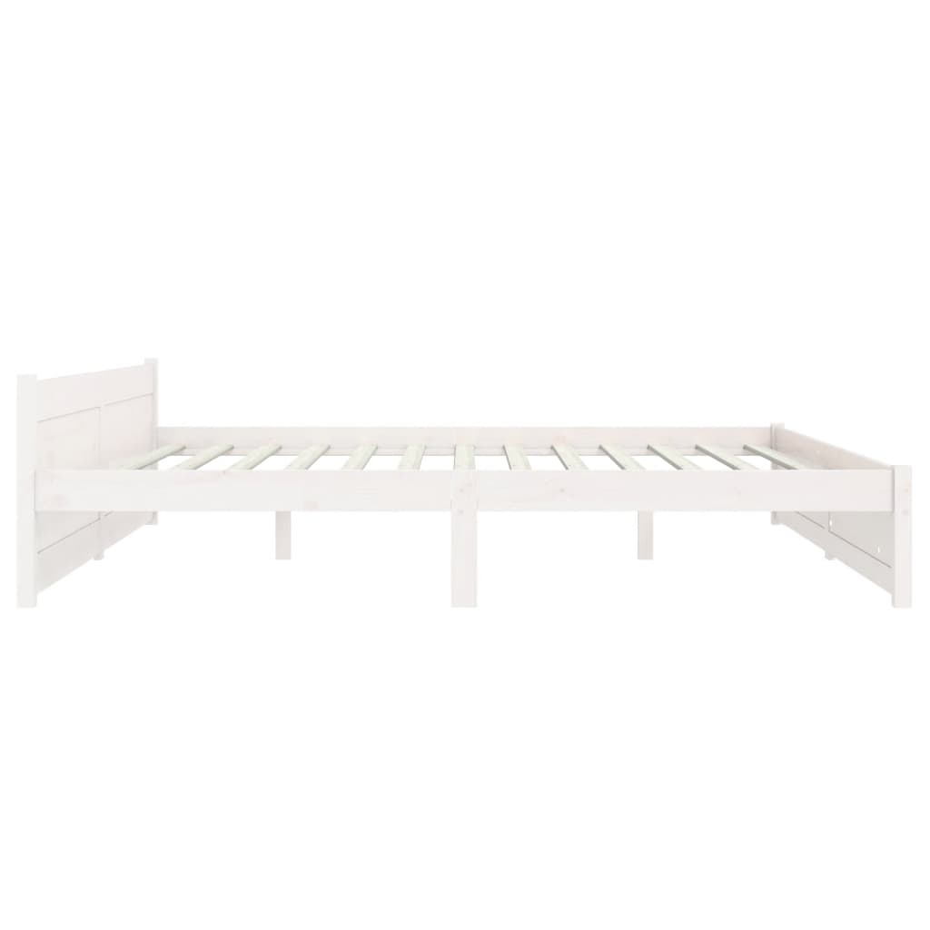 vidaXL Bed Frame without Mattress White Solid Wood 180x200 cm Super King