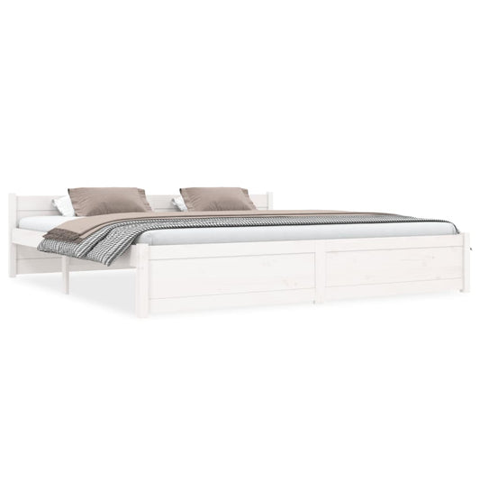 vidaXL Bed Frame without Mattress White Solid Wood 180x200 cm Super King