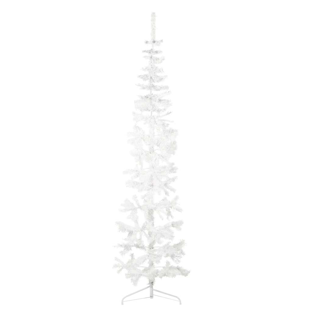 vidaXL Slim Artificial Half Christmas Tree with Stand White 210 cm