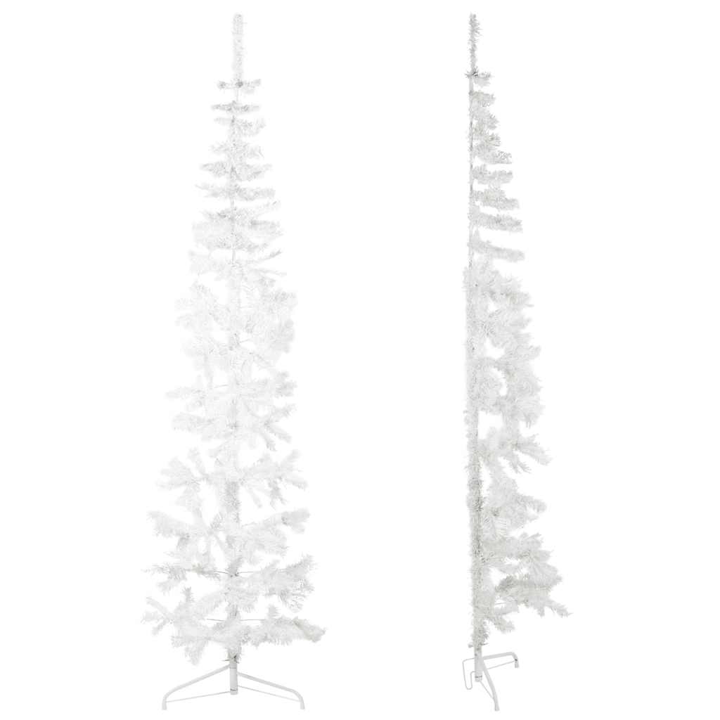 vidaXL Slim Artificial Half Christmas Tree with Stand White 210 cm