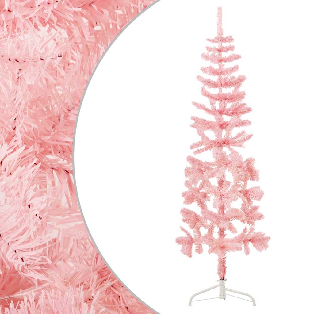 vidaXL Slim Artificial Half Christmas Tree with Stand Pink 120 cm