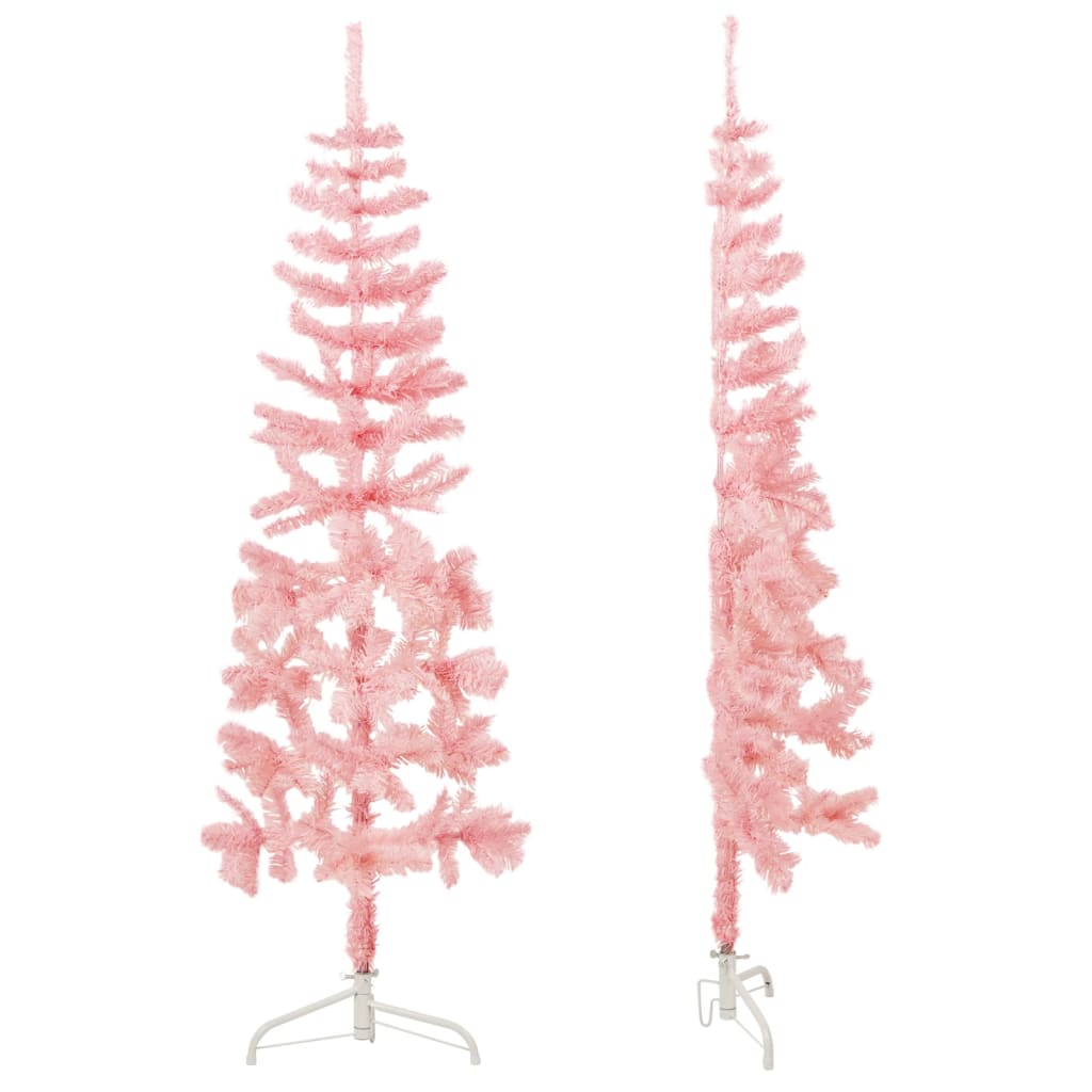 vidaXL Slim Artificial Half Christmas Tree with Stand Pink 120 cm