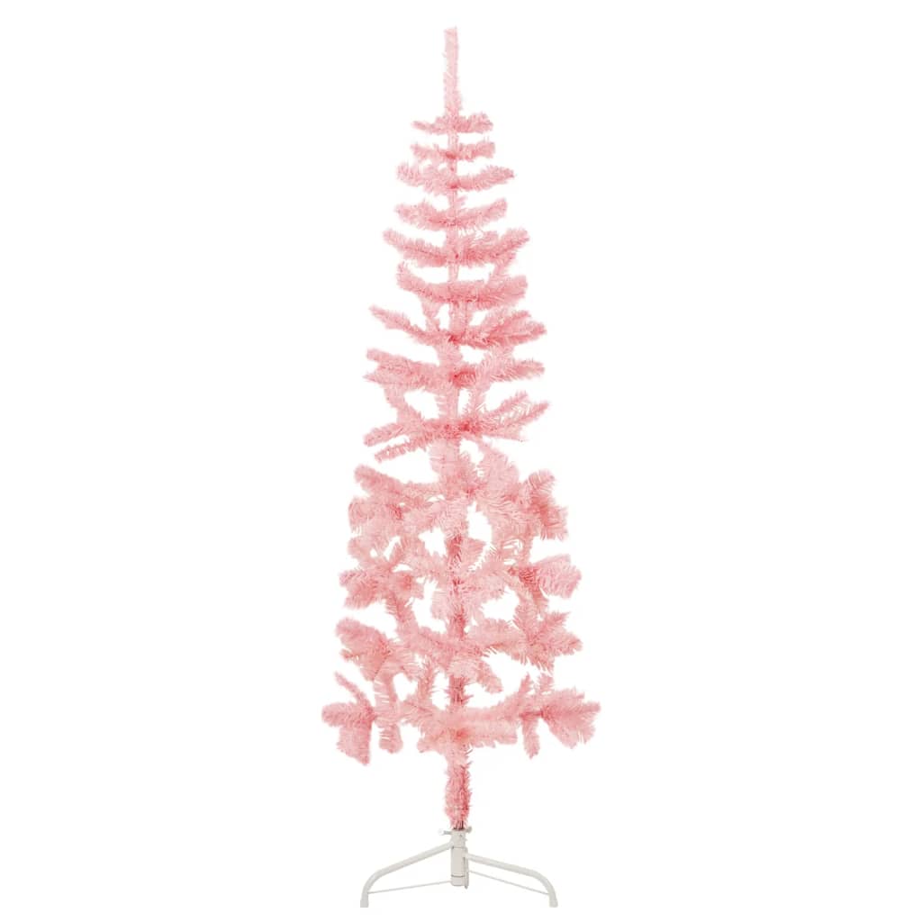 vidaXL Slim Artificial Half Christmas Tree with Stand Pink 120 cm