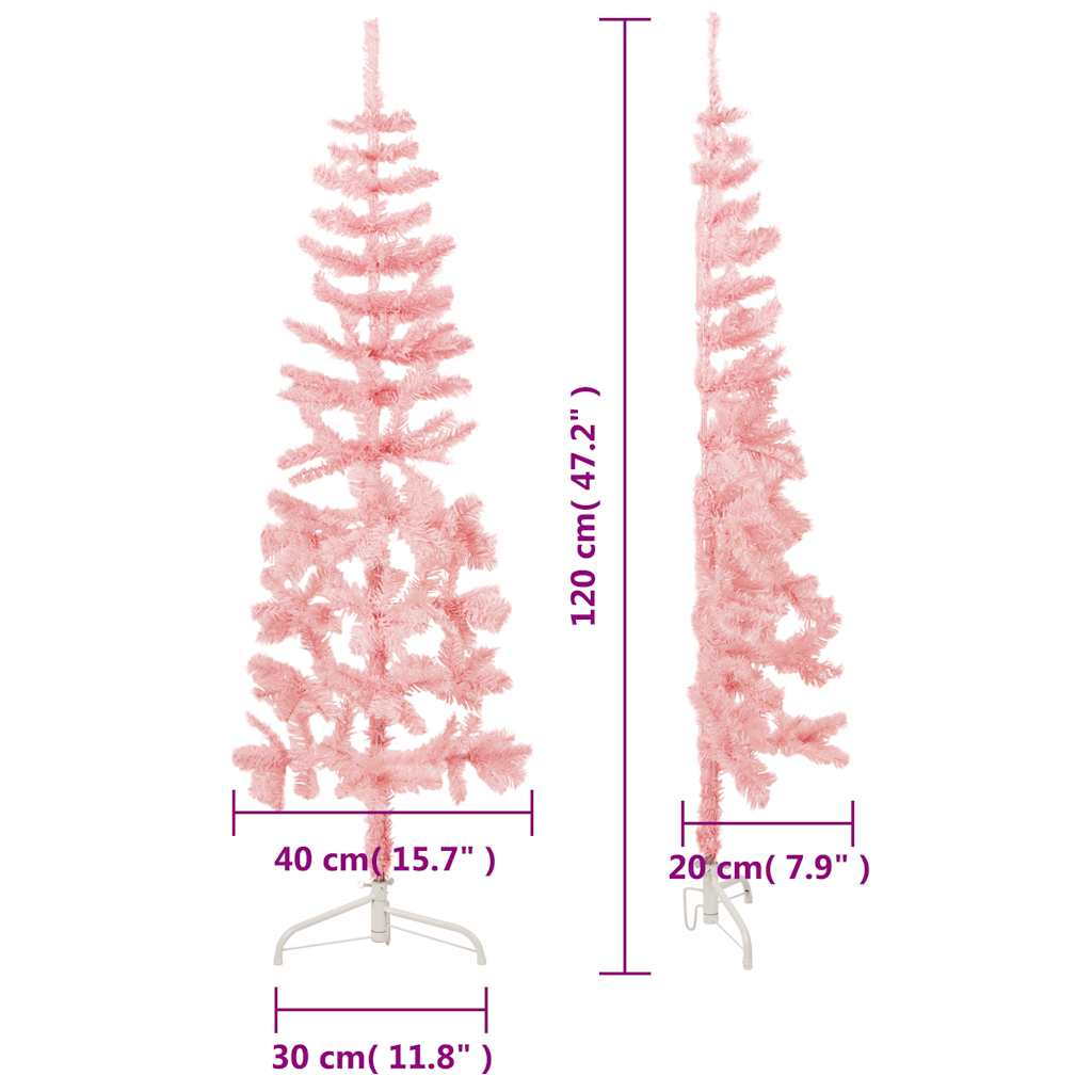 vidaXL Slim Artificial Half Christmas Tree with Stand Pink 120 cm