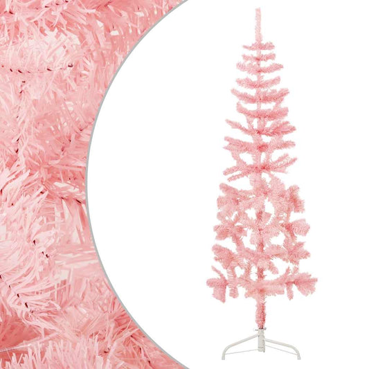 vidaXL Slim Artificial Half Christmas Tree with Stand Pink 150 cm