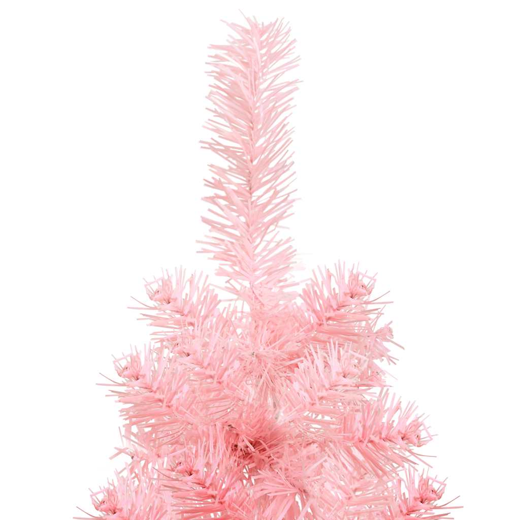 vidaXL Slim Artificial Half Christmas Tree with Stand Pink 150 cm