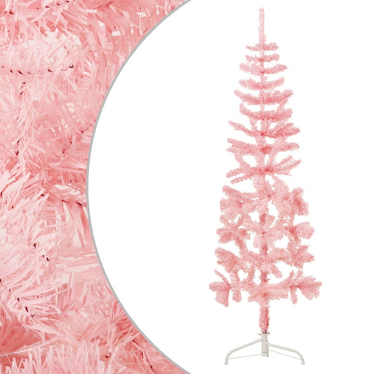 vidaXL Slim Artificial Half Christmas Tree with Stand Pink 180 cm