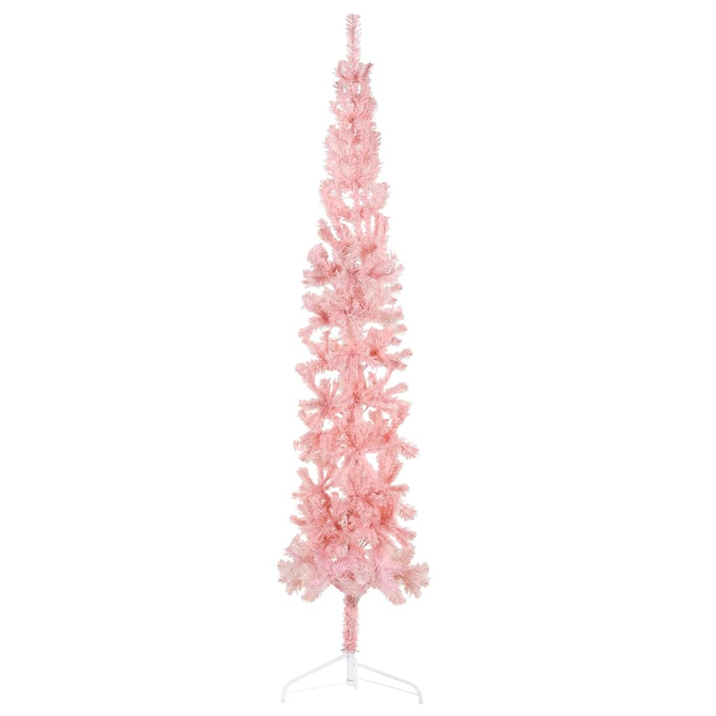 vidaXL Slim Artificial Half Christmas Tree with Stand Pink 240 cm