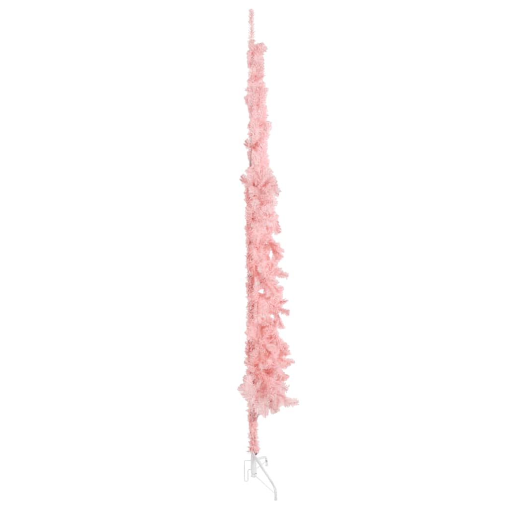 vidaXL Slim Artificial Half Christmas Tree with Stand Pink 240 cm