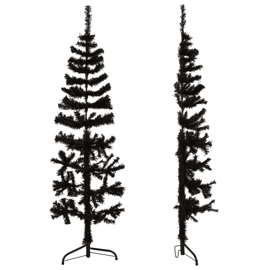 vidaXL Slim Artificial Half Christmas Tree with Stand Black 120 cm