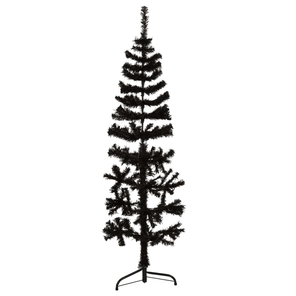 vidaXL Slim Artificial Half Christmas Tree with Stand Black 120 cm