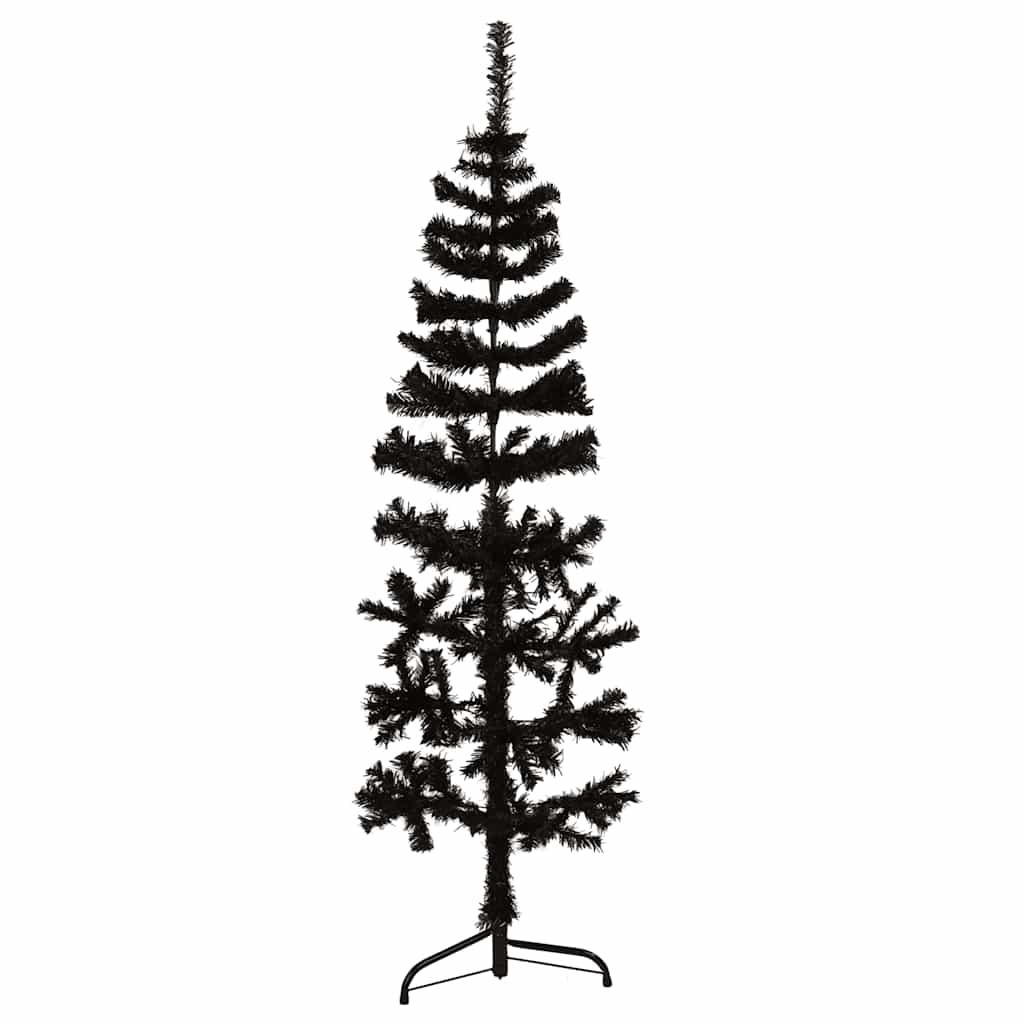 vidaXL Slim Artificial Half Christmas Tree with Stand Black 150 cm