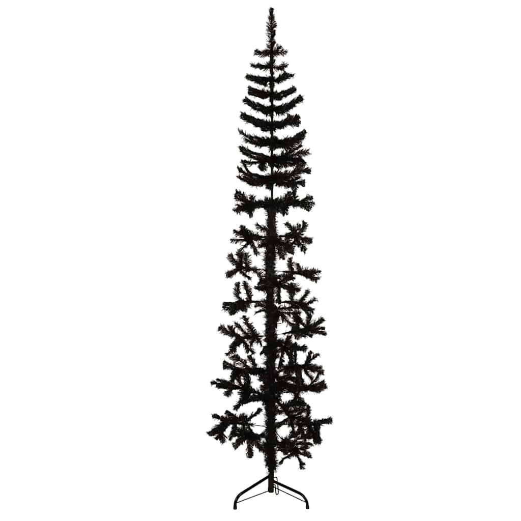 vidaXL Slim Artificial Half Christmas Tree with Stand Black 180 cm