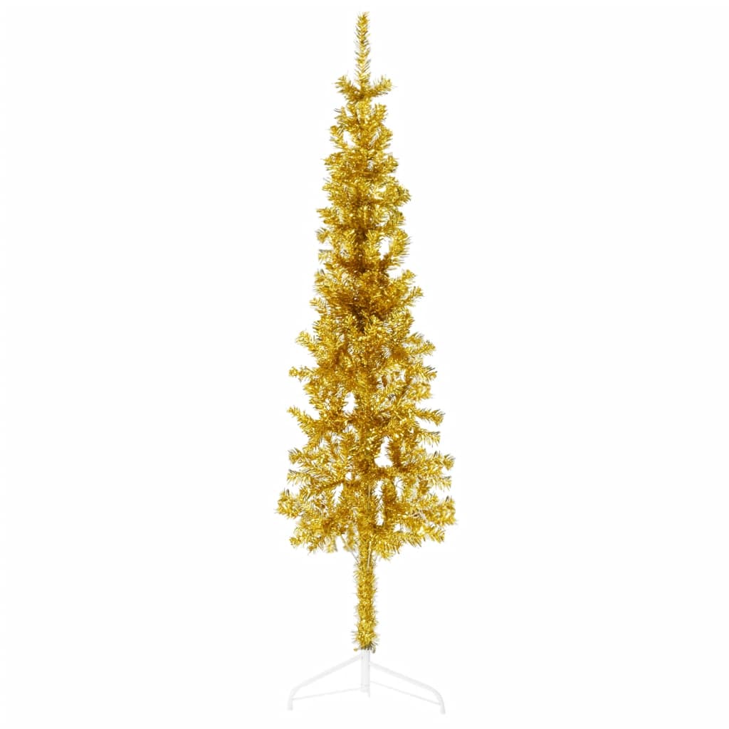 vidaXL Slim Artificial Half Christmas Tree with Stand Gold 120 cm