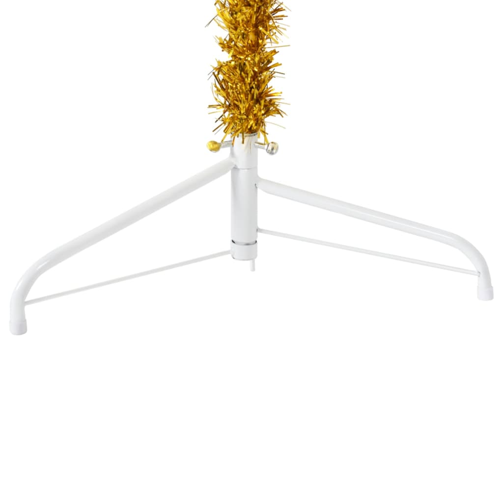 vidaXL Slim Artificial Half Christmas Tree with Stand Gold 150 cm