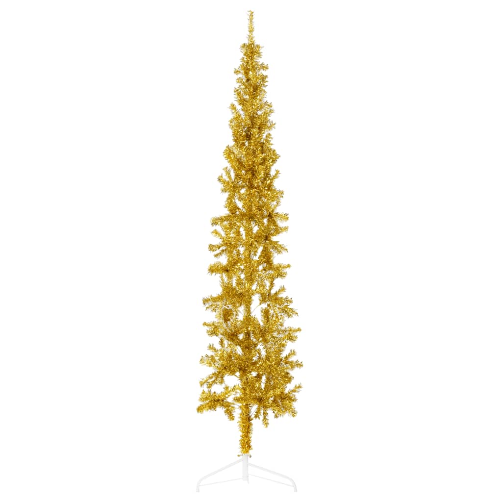 vidaXL Slim Artificial Half Christmas Tree with Stand Gold 180 cm