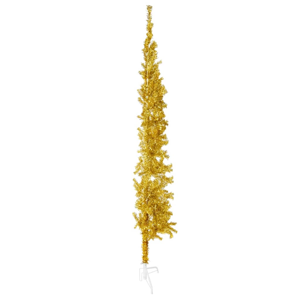 vidaXL Slim Artificial Half Christmas Tree with Stand Gold 180 cm