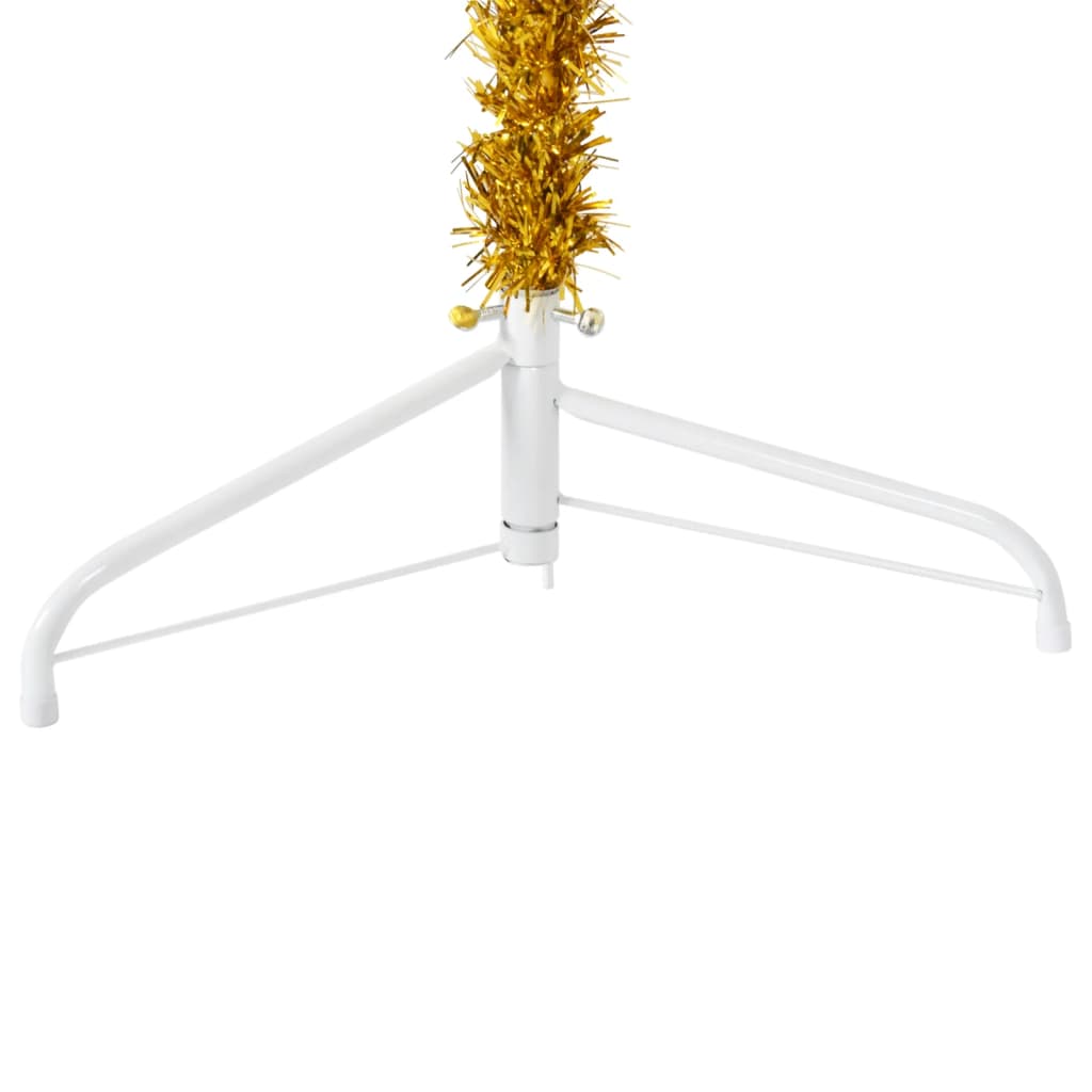 vidaXL Slim Artificial Half Christmas Tree with Stand Gold 210 cm