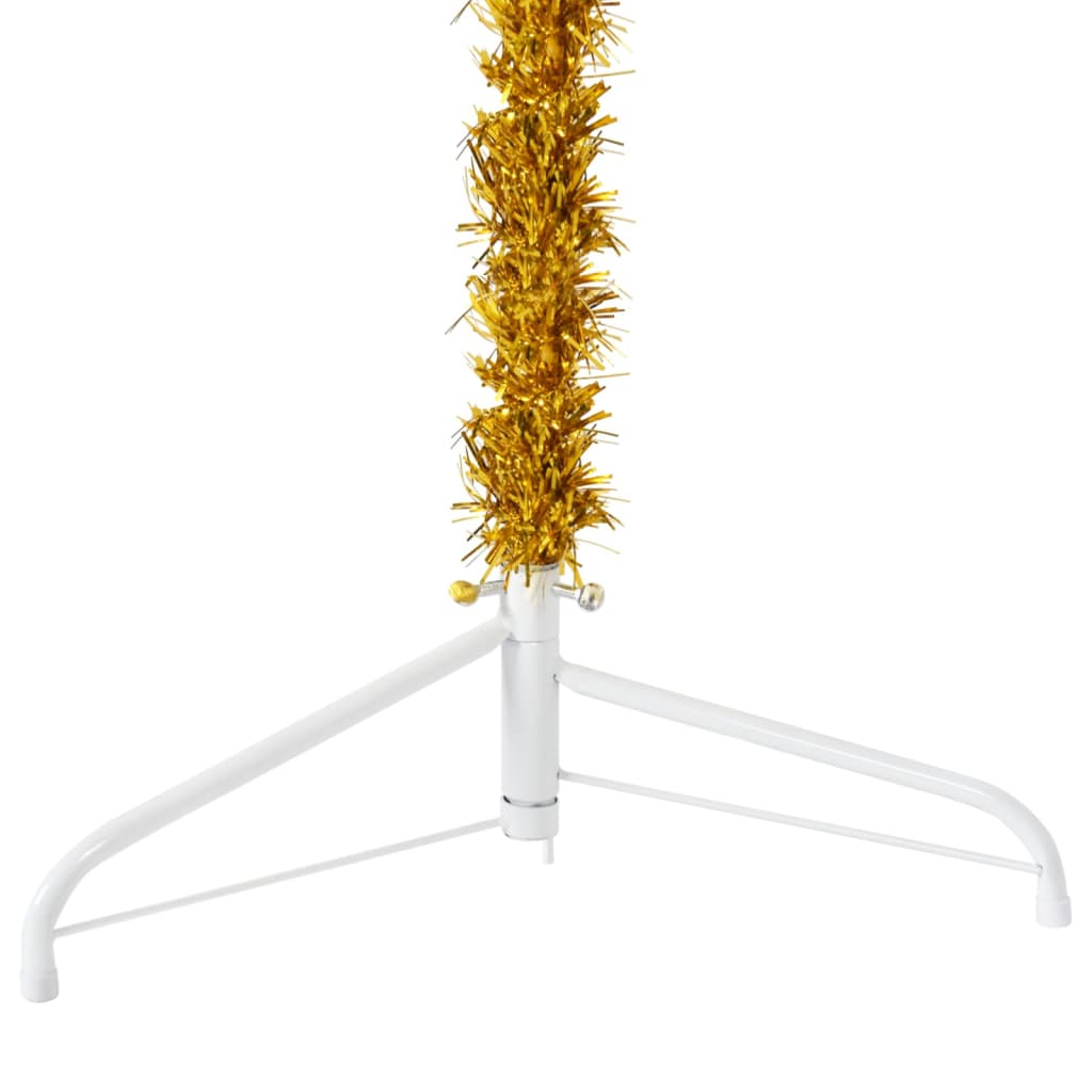 vidaXL Slim Artificial Half Christmas Tree with Stand Gold 240 cm