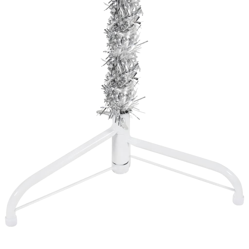 vidaXL Slim Artificial Half Christmas Tree with Stand Silver 120 cm