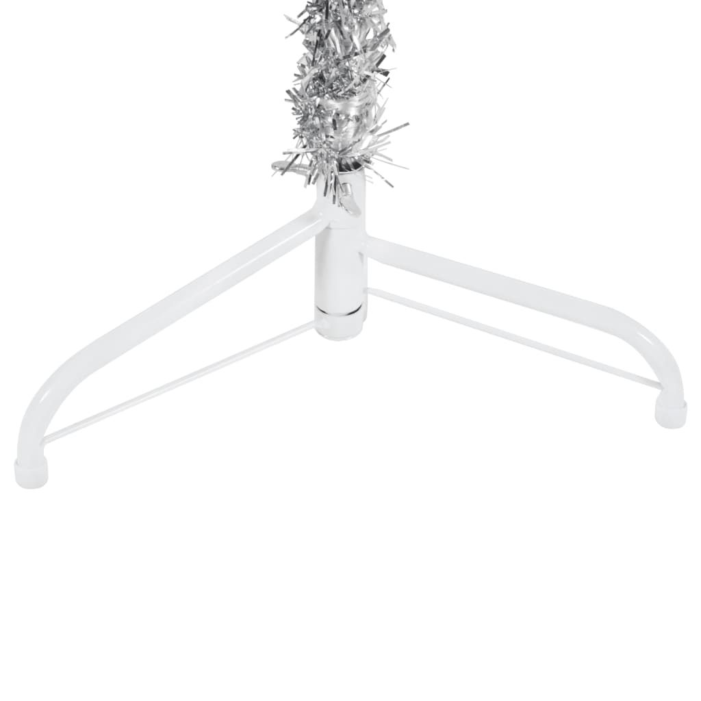 vidaXL Slim Artificial Half Christmas Tree with Stand Silver 150 cm