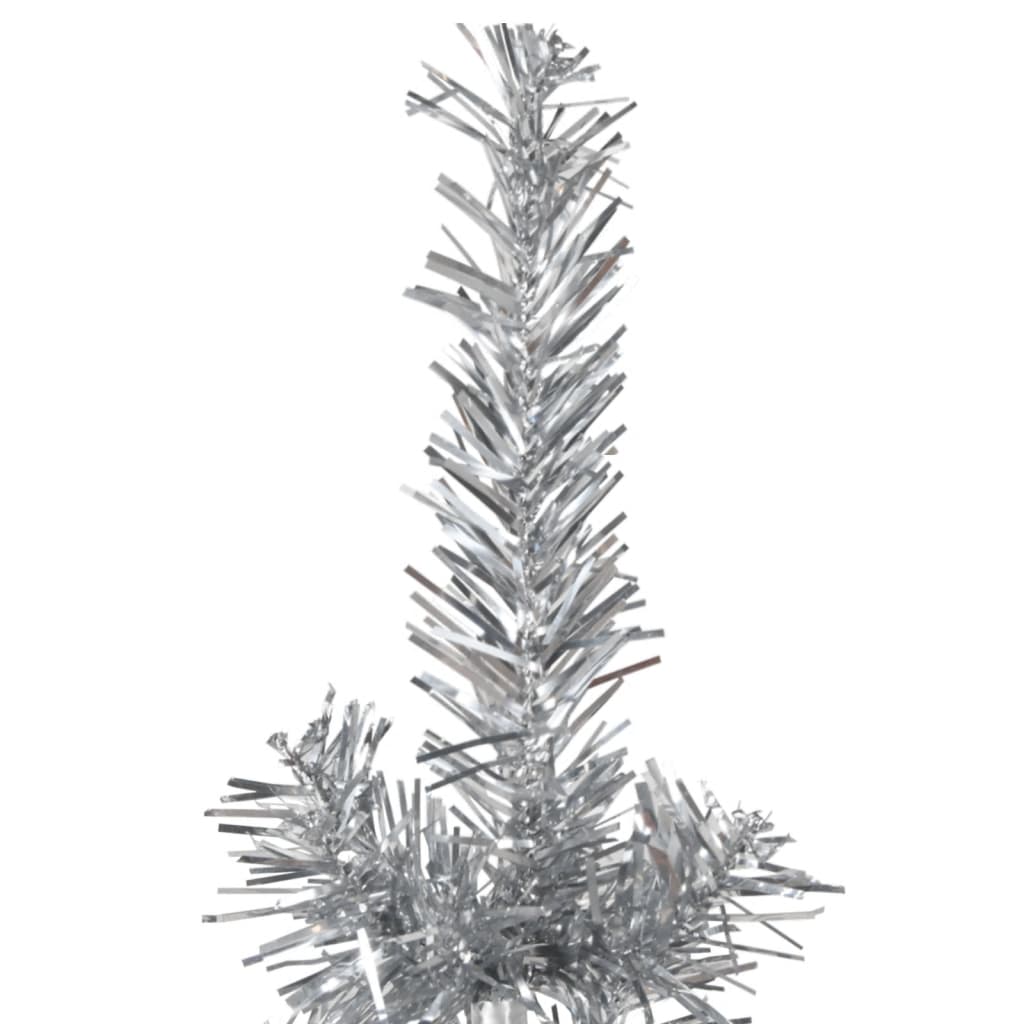 vidaXL Slim Artificial Half Christmas Tree with Stand Silver 210 cm