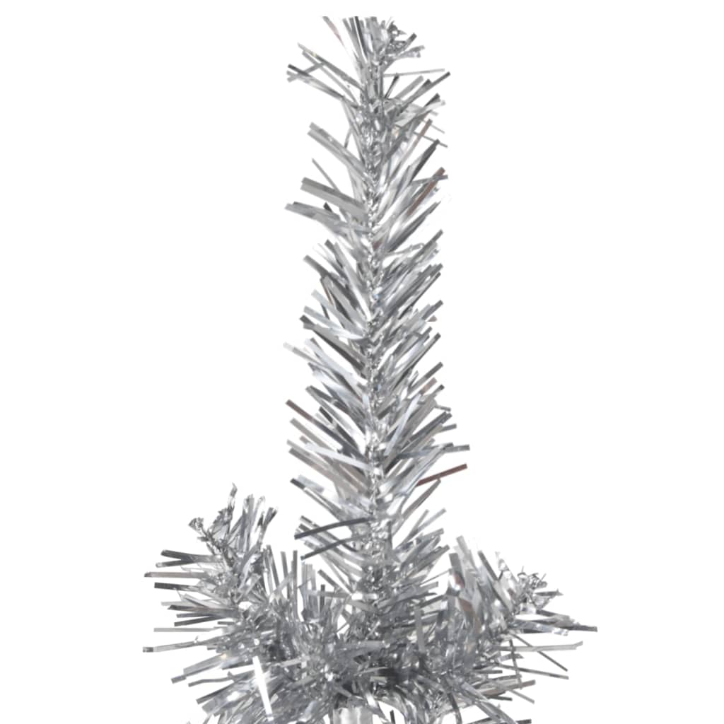 vidaXL Slim Artificial Half Christmas Tree with Stand Silver 240 cm