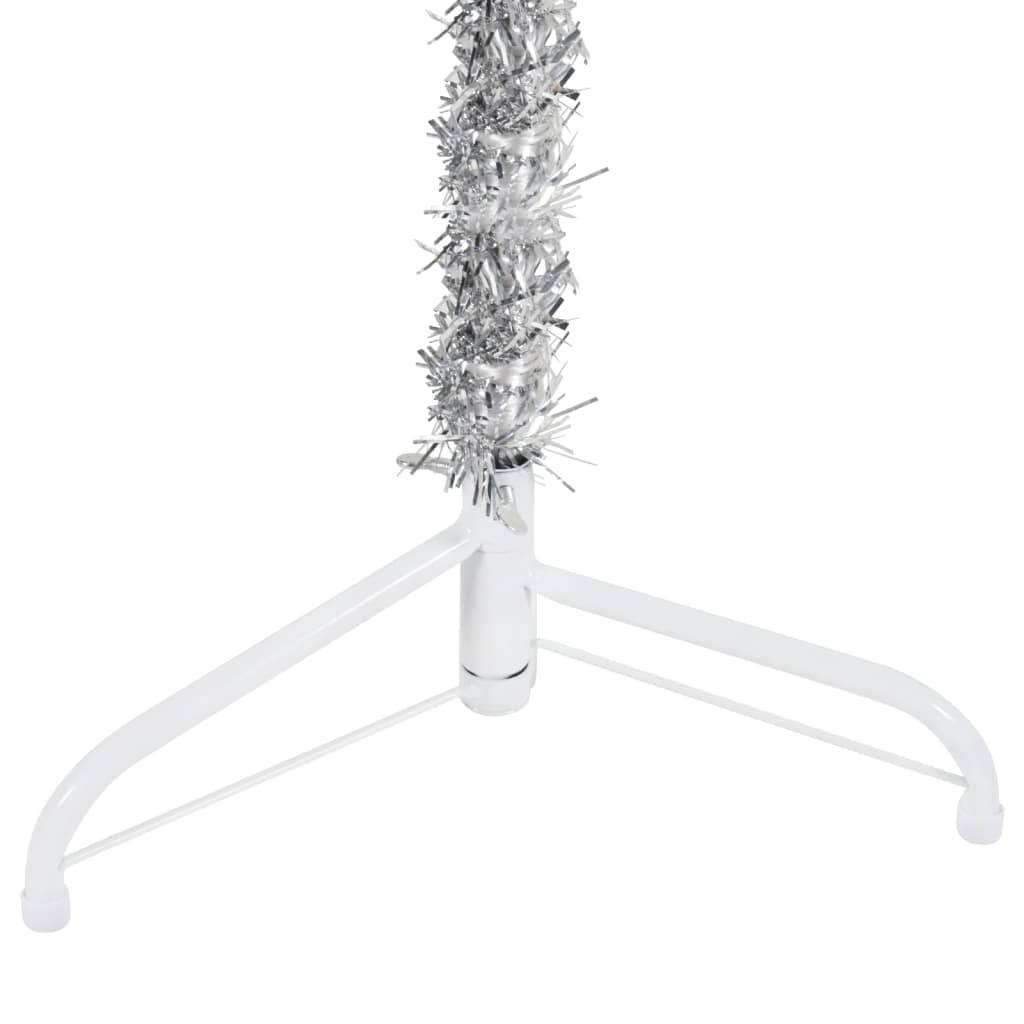 vidaXL Slim Artificial Half Christmas Tree with Stand Silver 240 cm