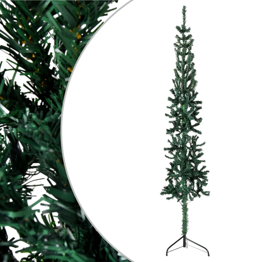 vidaXL Slim Artificial Half Christmas Tree with Stand Green 120 cm