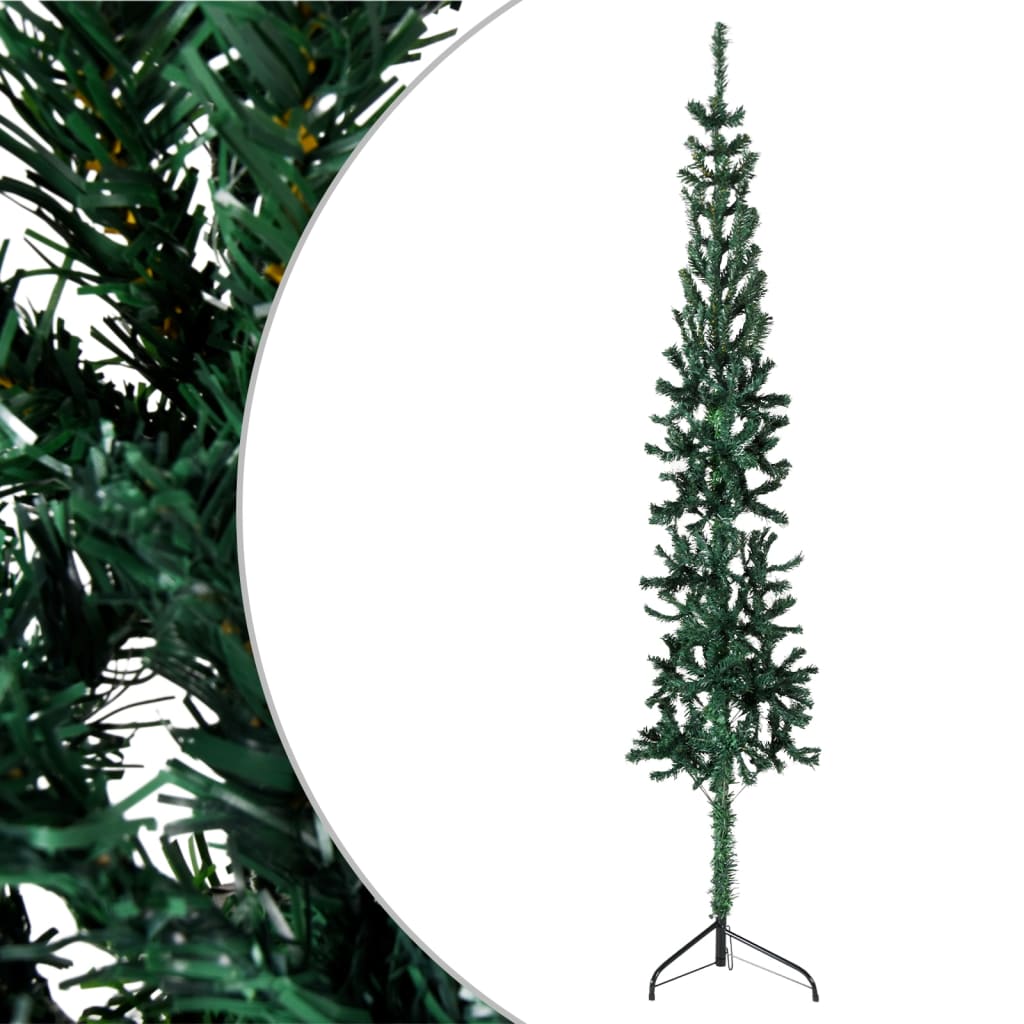 vidaXL Slim Artificial Half Christmas Tree with Stand Green 150 cm