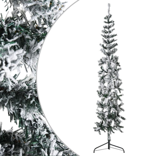 vidaXL Slim Artificial Half Christmas Tree with Flocked Snow 180 cm