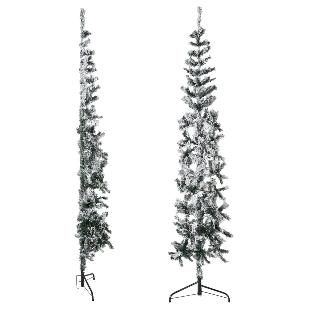 vidaXL Slim Artificial Half Christmas Tree with Flocked Snow 180 cm