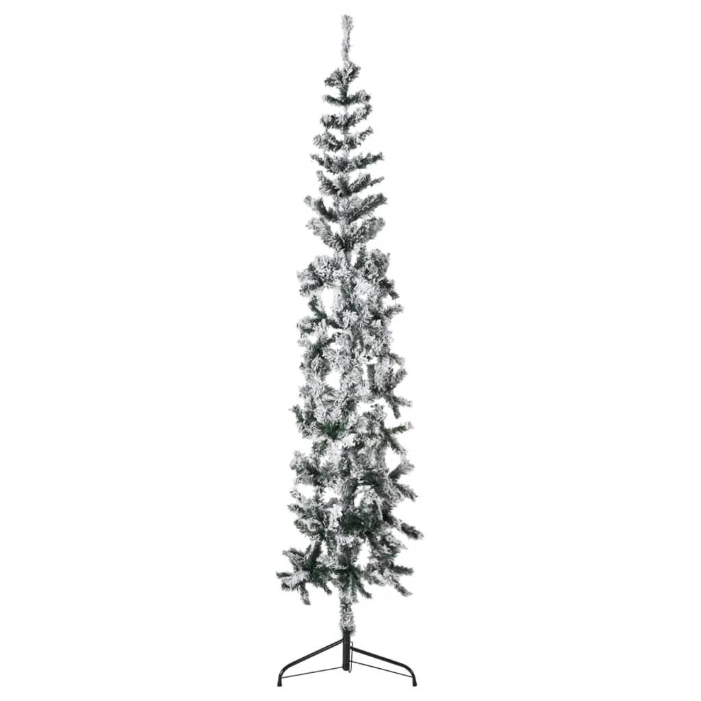 vidaXL Slim Artificial Half Christmas Tree with Flocked Snow 180 cm