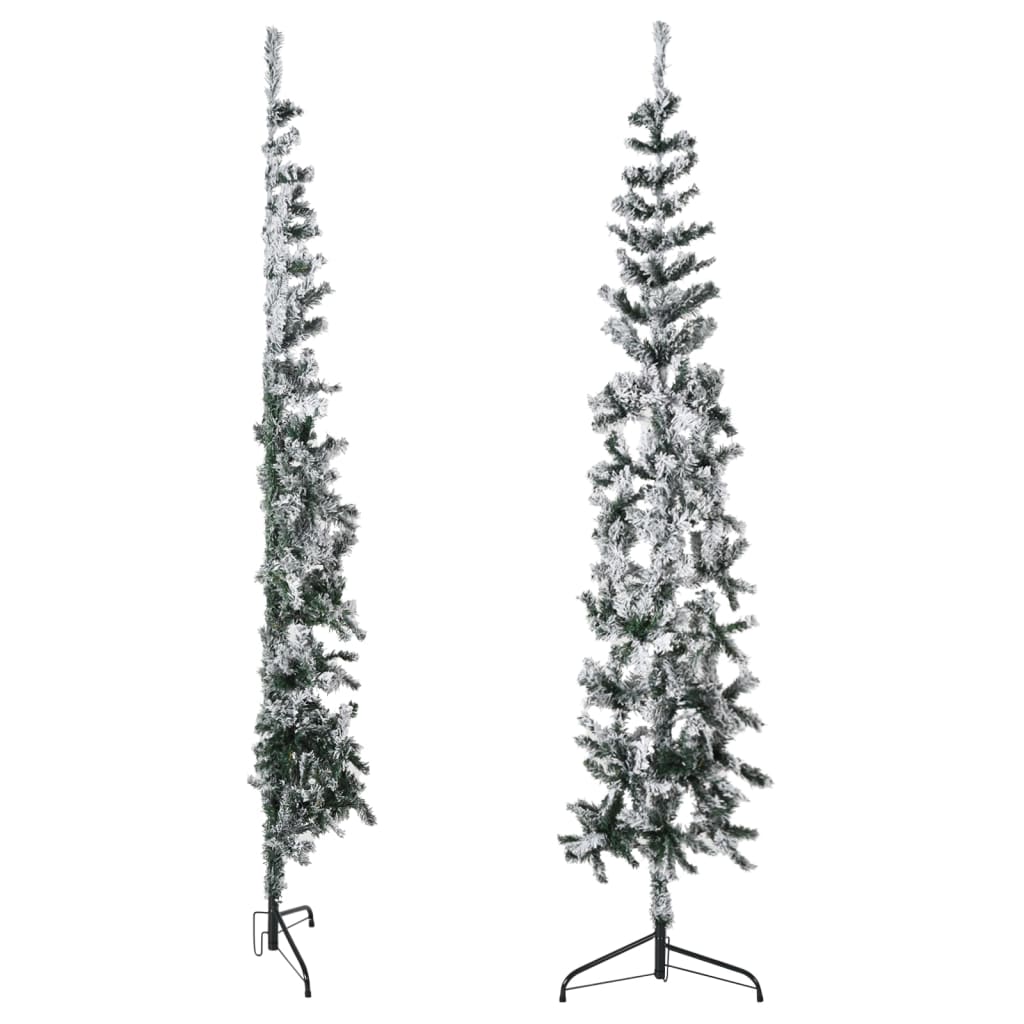 vidaXL Slim Artificial Half Christmas Tree with Flocked Snow 240 cm