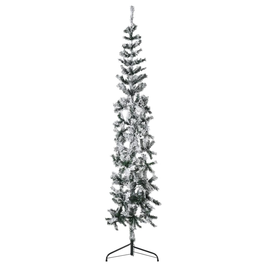 vidaXL Slim Artificial Half Christmas Tree with Flocked Snow 240 cm