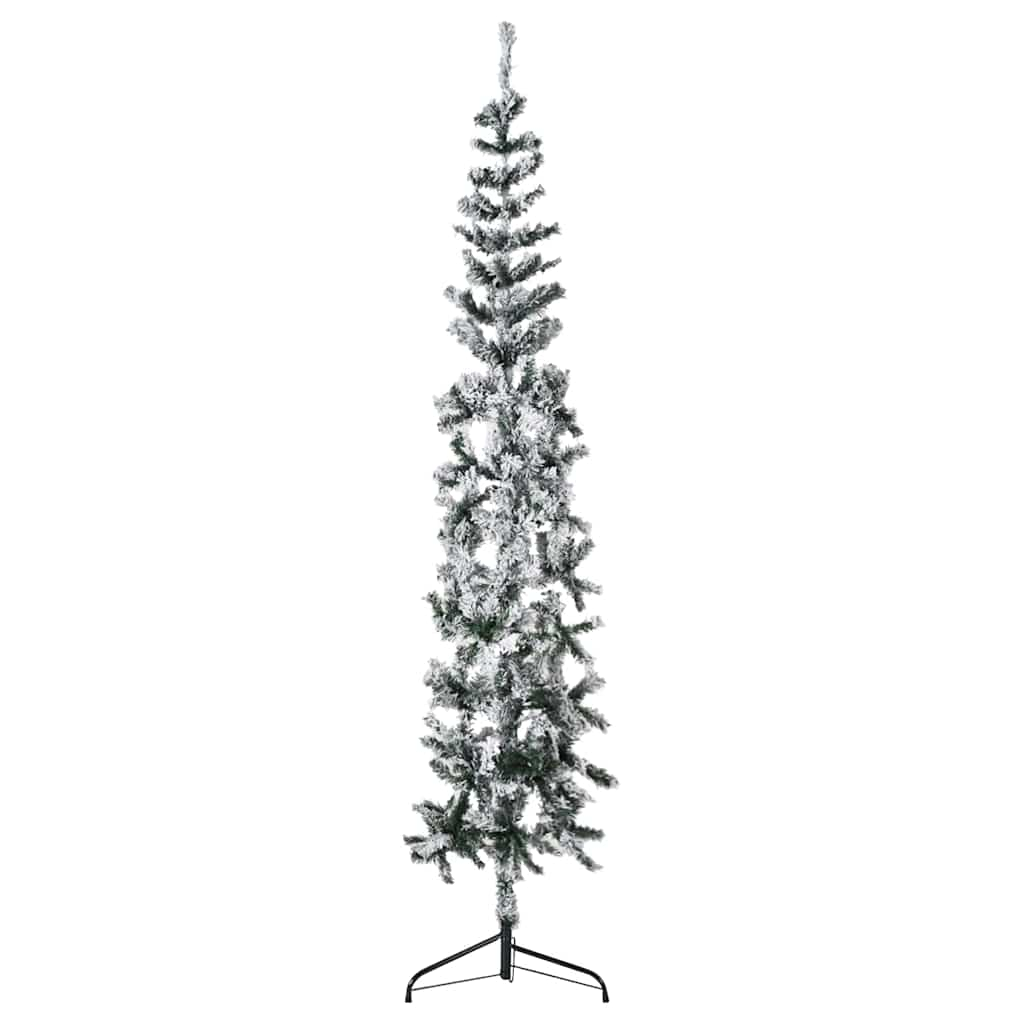 vidaXL Slim Artificial Half Christmas Tree with Flocked Snow 240 cm