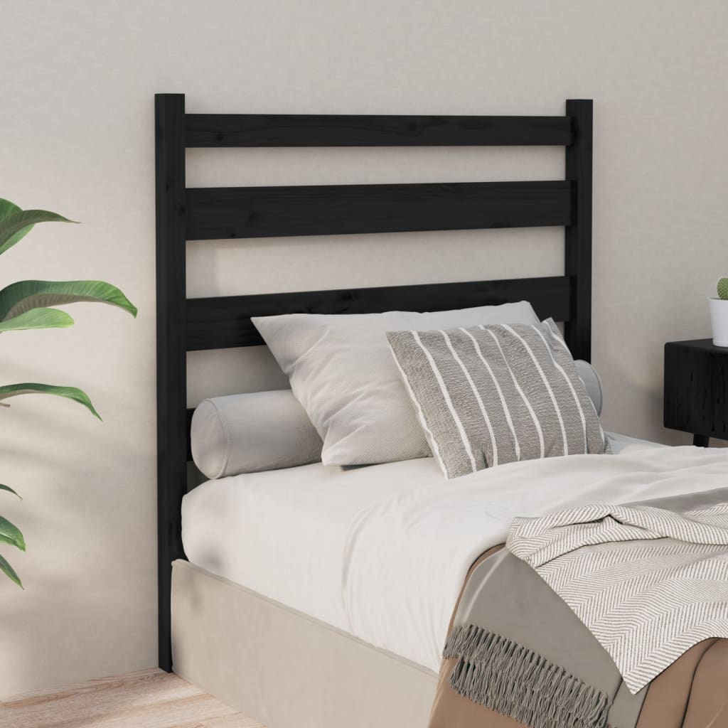 Bed Headboard Black 106x4x100 cm Solid Wood Pine
