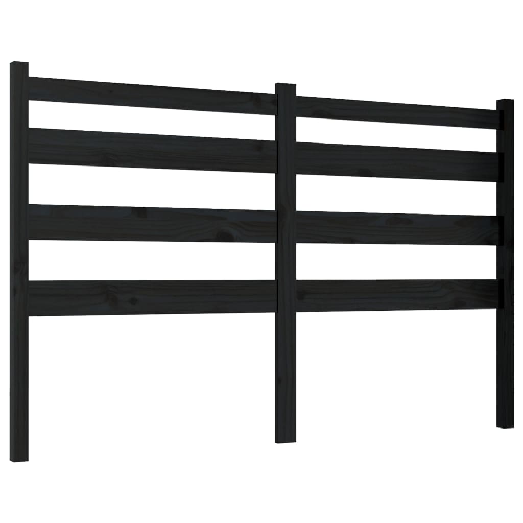 Bed Headboard Black 126x4x100 cm Solid Wood Pine