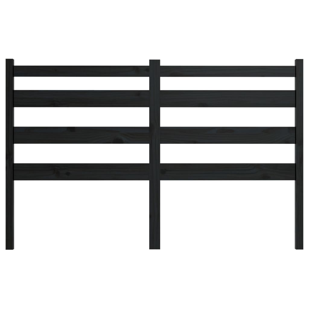 Bed Headboard | Black | Solid Pine Wood | Full Size | Decorative Inlays