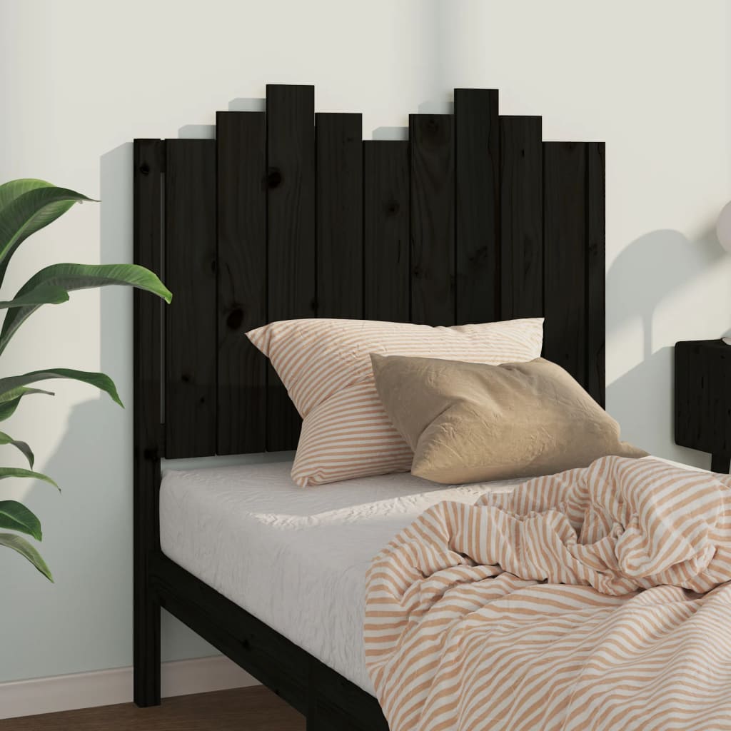 Bed Headboard | Black | Solid Pine Wood | 96 cm x 4 cm x 110 cm