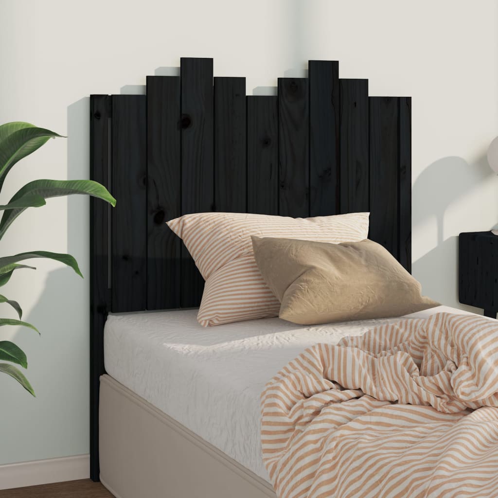 Bed Headboard | Black | Solid Pine Wood | 96 cm x 4 cm x 110 cm