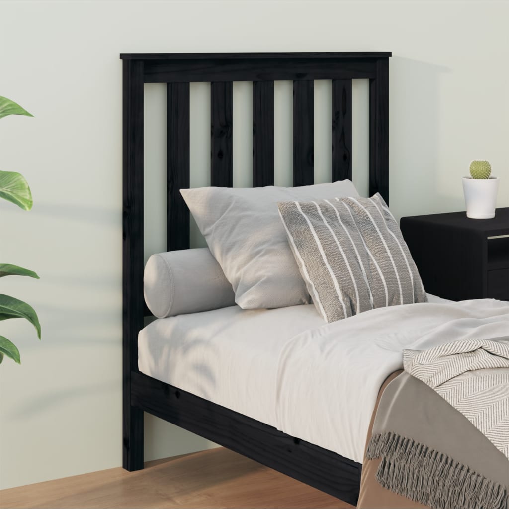 vidaXL Bed Headboard Black 81x6x101 cm Solid Wood Pine